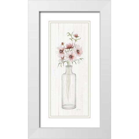 Pretty Pink I White Modern Wood Framed Art Print with Double Matting by Tava Studios