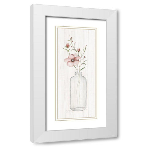 Pretty Pink II White Modern Wood Framed Art Print with Double Matting by Tava Studios