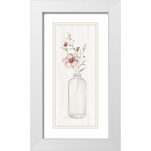 Pretty Pink II White Modern Wood Framed Art Print with Double Matting by Tava Studios