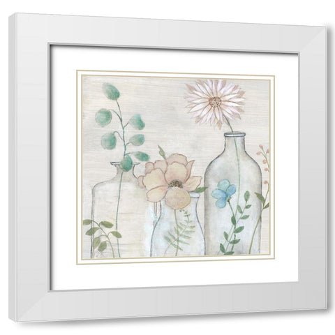 Spring Gathering I White Modern Wood Framed Art Print with Double Matting by Tava Studios