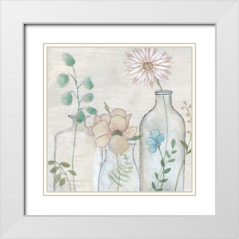 Spring Gathering I White Modern Wood Framed Art Print with Double Matting by Tava Studios