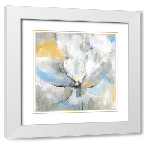 Abstract Poppy White Modern Wood Framed Art Print with Double Matting by Nan