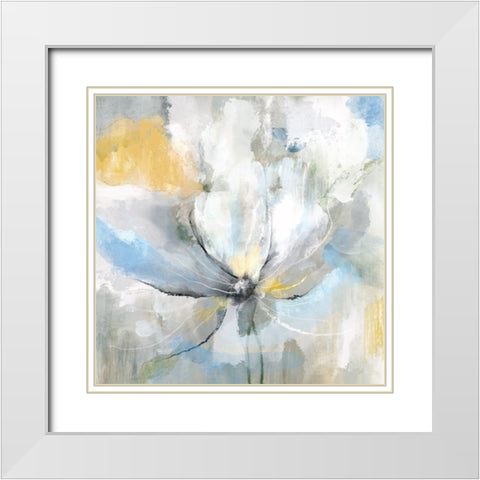 Abstract Poppy White Modern Wood Framed Art Print with Double Matting by Nan