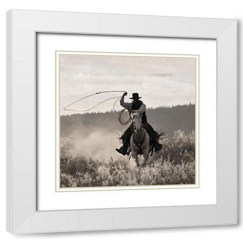 Ponderosa Cowboy White Modern Wood Framed Art Print with Double Matting by Delimont, Danita