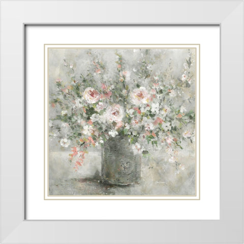 Felicitous Floral White Modern Wood Framed Art Print with Double Matting by Robinson, Carol