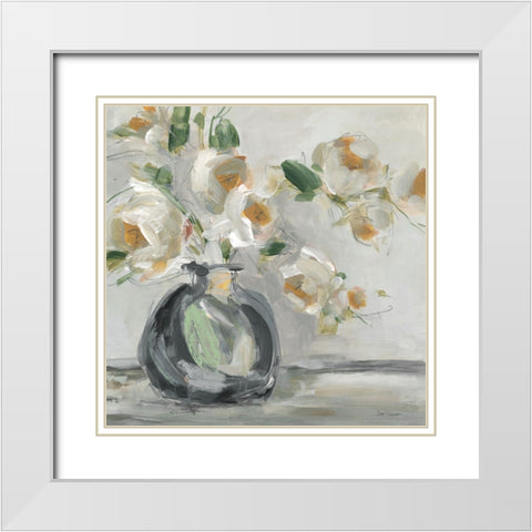 Floral Rhapsody White Modern Wood Framed Art Print with Double Matting by Robinson, Carol