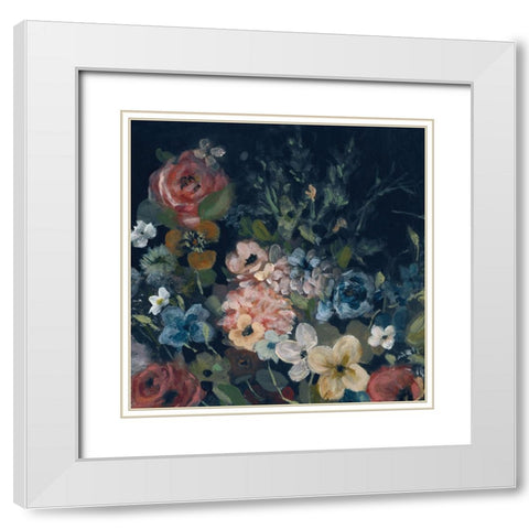 Vintage Navy Blossoms II White Modern Wood Framed Art Print with Double Matting by Robinson, Carol