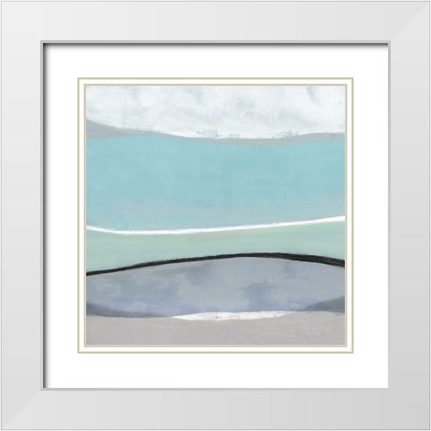 Tidal Current III White Modern Wood Framed Art Print with Double Matting by Tava Studios