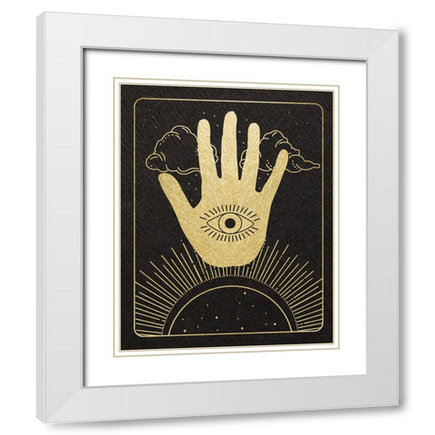 Celestial Palm White Modern Wood Framed Art Print with Double Matting by Santiago, Daniela