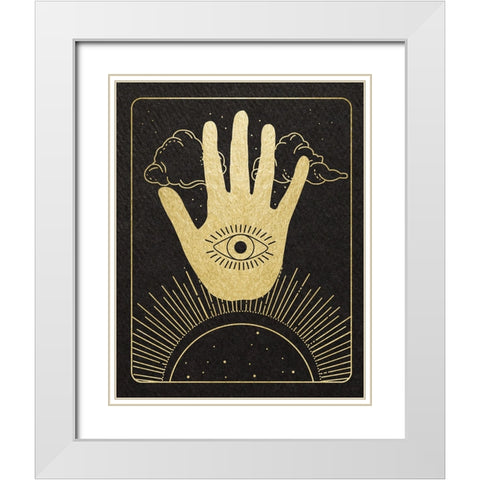 Celestial Palm White Modern Wood Framed Art Print with Double Matting by Santiago, Daniela