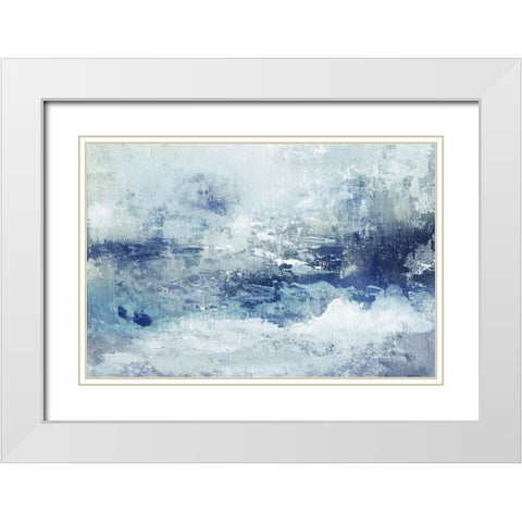 Blue Cloudscape White Modern Wood Framed Art Print with Double Matting by Tava Studios