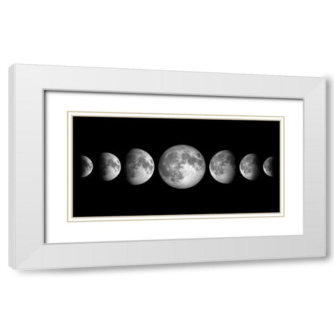 Lunar Phases White Modern Wood Framed Art Print with Double Matting by Santiago, Daniela