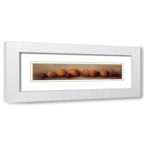 Apricots and Cherries White Modern Wood Framed Art Print with Double Matting by Levin, Judith