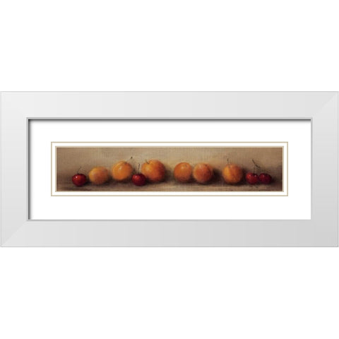 Apricots and Cherries White Modern Wood Framed Art Print with Double Matting by Levin, Judith