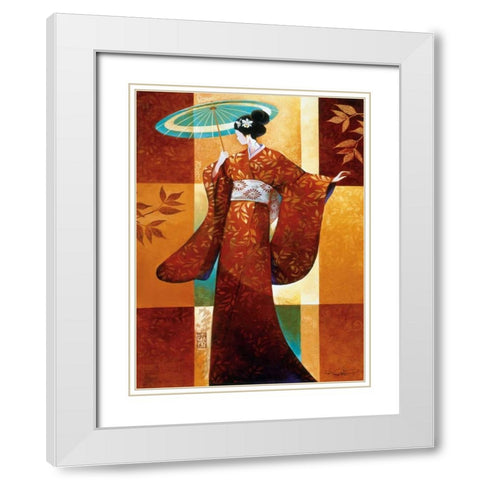 Misaki White Modern Wood Framed Art Print with Double Matting by Mallett, Keith