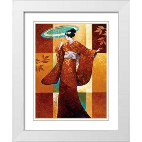 Misaki White Modern Wood Framed Art Print with Double Matting by Mallett, Keith