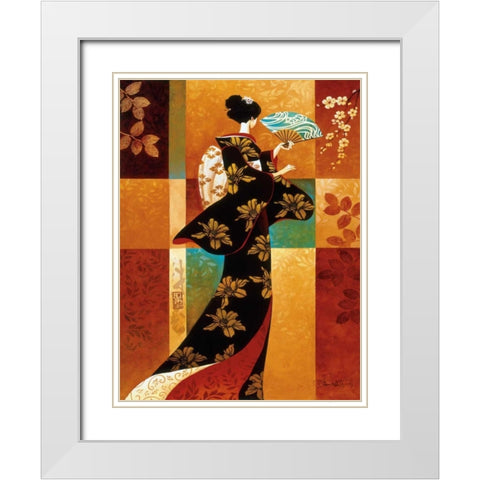 Sakura White Modern Wood Framed Art Print with Double Matting by Mallett, Keith