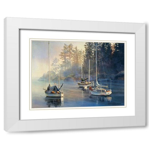 Serenity White Modern Wood Framed Art Print with Double Matting by Holland, Kiff