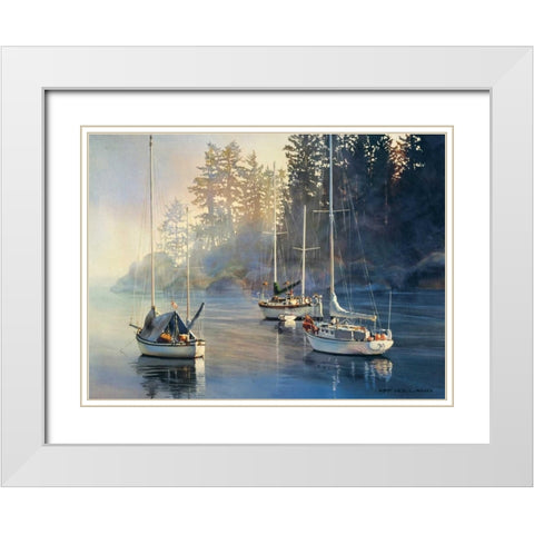 Serenity White Modern Wood Framed Art Print with Double Matting by Holland, Kiff