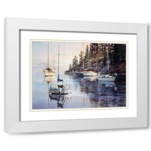 Tranquility White Modern Wood Framed Art Print with Double Matting by Holland, Kiff
