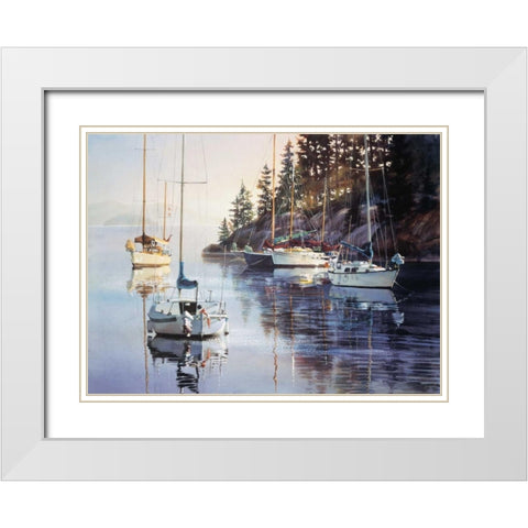 Tranquility White Modern Wood Framed Art Print with Double Matting by Holland, Kiff