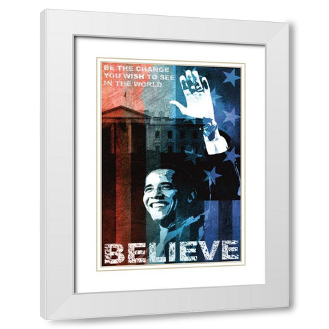 Believe White Modern Wood Framed Art Print with Double Matting by Mallett, Keith
