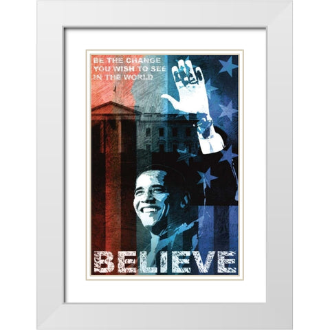 Believe White Modern Wood Framed Art Print with Double Matting by Mallett, Keith
