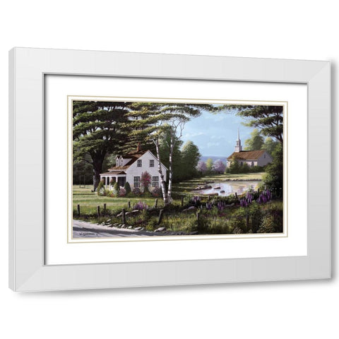 Wildflowers White Modern Wood Framed Art Print with Double Matting by Saunders, Bill