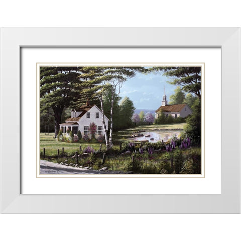 Wildflowers White Modern Wood Framed Art Print with Double Matting by Saunders, Bill
