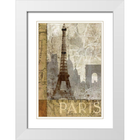 April in Paris White Modern Wood Framed Art Print with Double Matting by Mallett, Keith