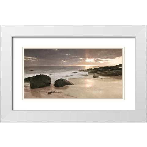 Midnight Sunset White Modern Wood Framed Art Print with Double Matting by Frank, Assaf