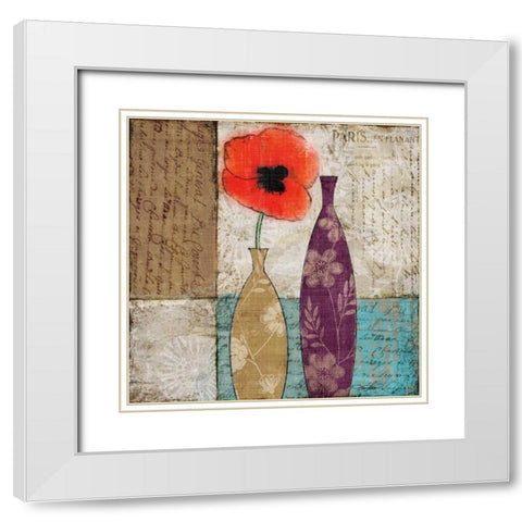Le Pavot Rouge White Modern Wood Framed Art Print with Double Matting by Mallett, Keith