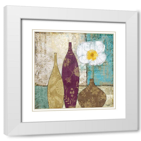 Le Pavot Blanc White Modern Wood Framed Art Print with Double Matting by Mallett, Keith