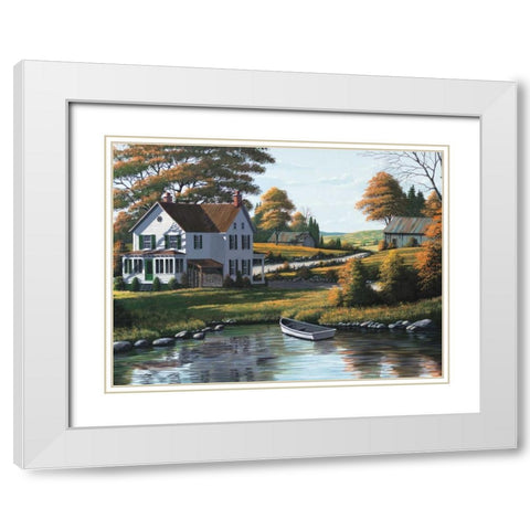 Along the Riverbank White Modern Wood Framed Art Print with Double Matting by Saunders, Bill