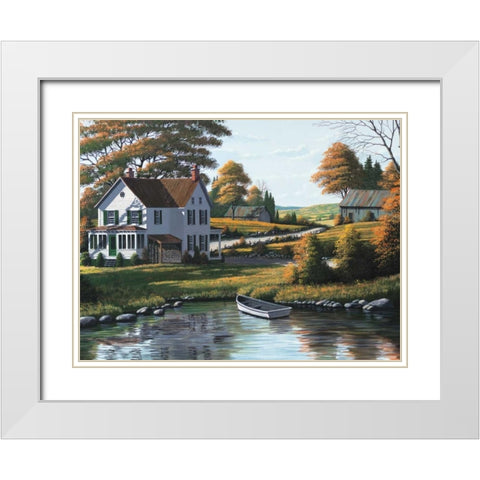 Along the Riverbank White Modern Wood Framed Art Print with Double Matting by Saunders, Bill