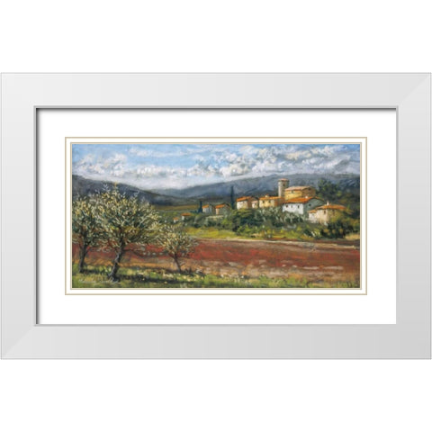 Hillside Olives White Modern Wood Framed Art Print with Double Matting by Surridge, Malcolm