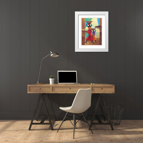 Mothers Helper White Modern Wood Framed Art Print with Double Matting by Mallett, Keith