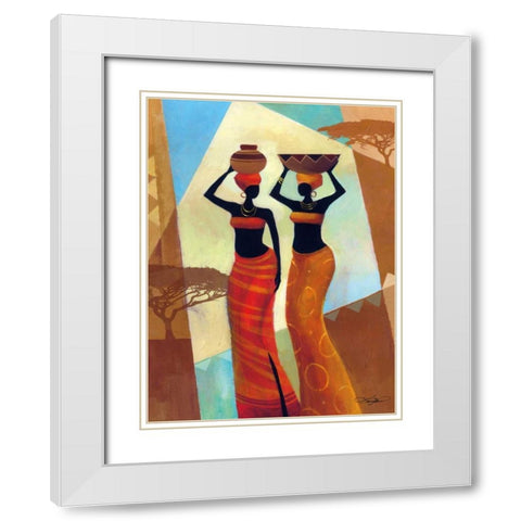 Sisters White Modern Wood Framed Art Print with Double Matting by Mallett, Keith