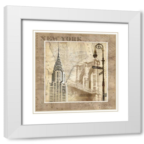 New York Serenade White Modern Wood Framed Art Print with Double Matting by Mallett, Keith