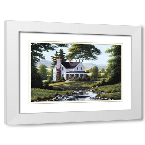 Serenity White Modern Wood Framed Art Print with Double Matting by Saunders, Bill
