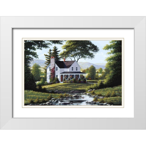 Serenity White Modern Wood Framed Art Print with Double Matting by Saunders, Bill
