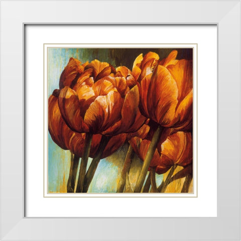 Floral Radiance I White Modern Wood Framed Art Print with Double Matting by Thompson, Linda