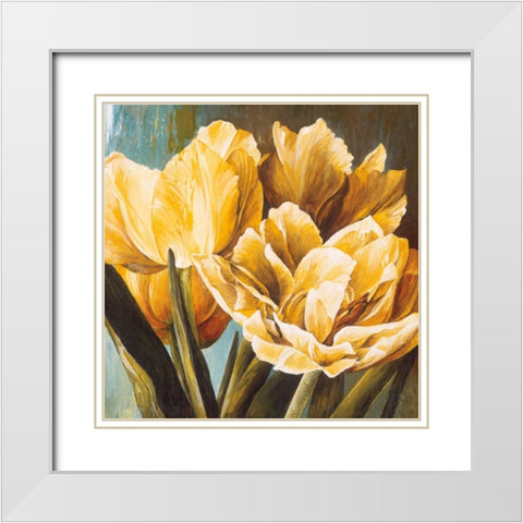 Floral Radiance II White Modern Wood Framed Art Print with Double Matting by Thompson, Linda