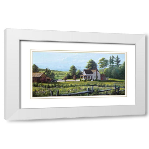 Hanging Basket White Modern Wood Framed Art Print with Double Matting by Saunders, Bill