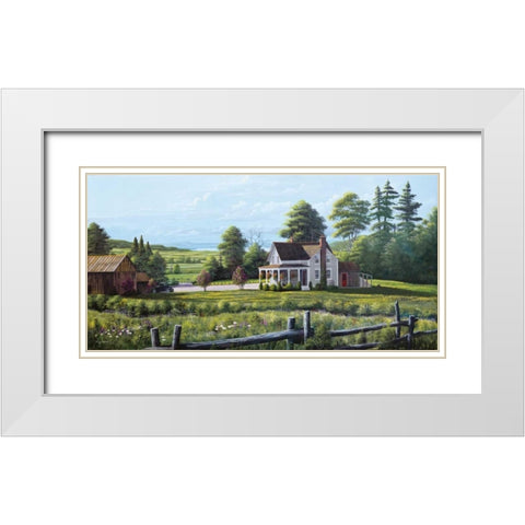 Hanging Basket White Modern Wood Framed Art Print with Double Matting by Saunders, Bill