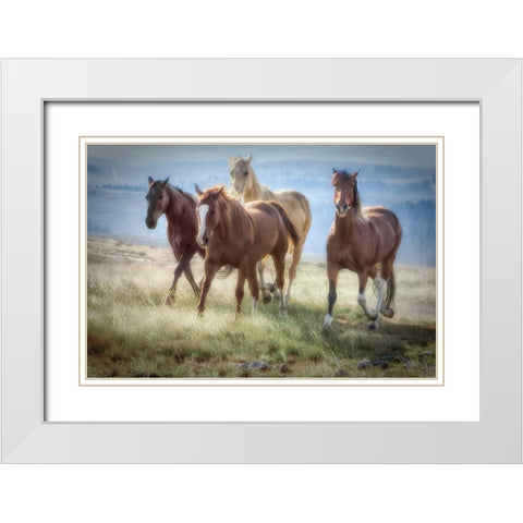 Morning Stroll White Modern Wood Framed Art Print with Double Matting by Caro, Wendy