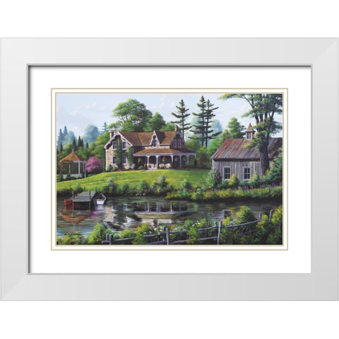 Reflections of Spring White Modern Wood Framed Art Print with Double Matting by Saunders, Bill