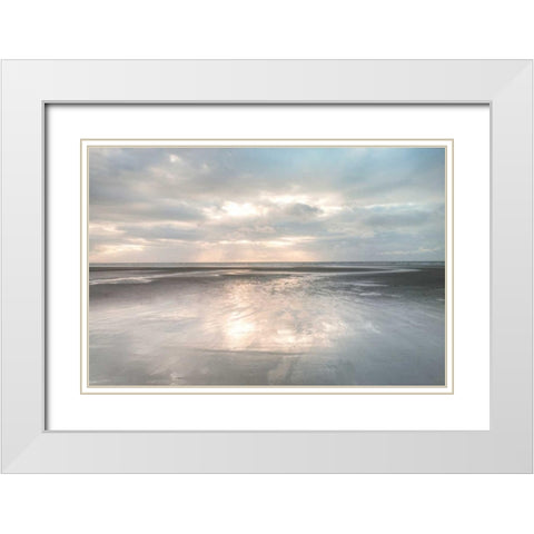 Silver Sands White Modern Wood Framed Art Print with Double Matting by Frank, Assaf