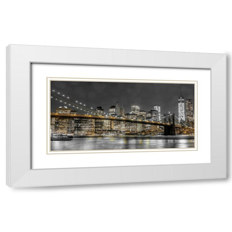 New York Lights White Modern Wood Framed Art Print with Double Matting by Assaf Frank