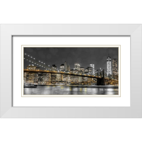 New York Lights White Modern Wood Framed Art Print with Double Matting by Assaf Frank